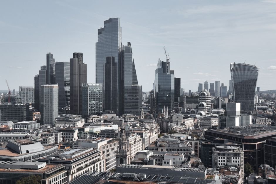 Vue aérienne d'un quartier financier